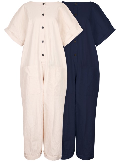  W.Linen jumpsuit beige/navy 