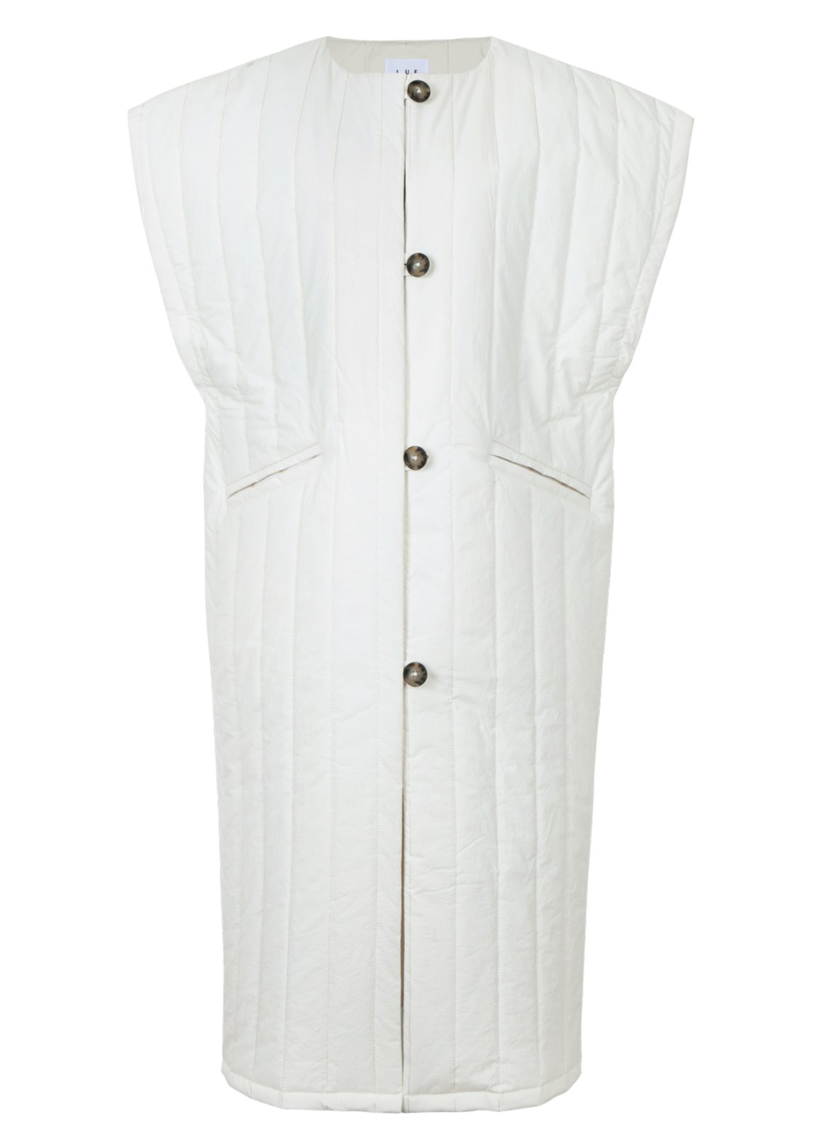W.Cotton padding long vest  Ivory 